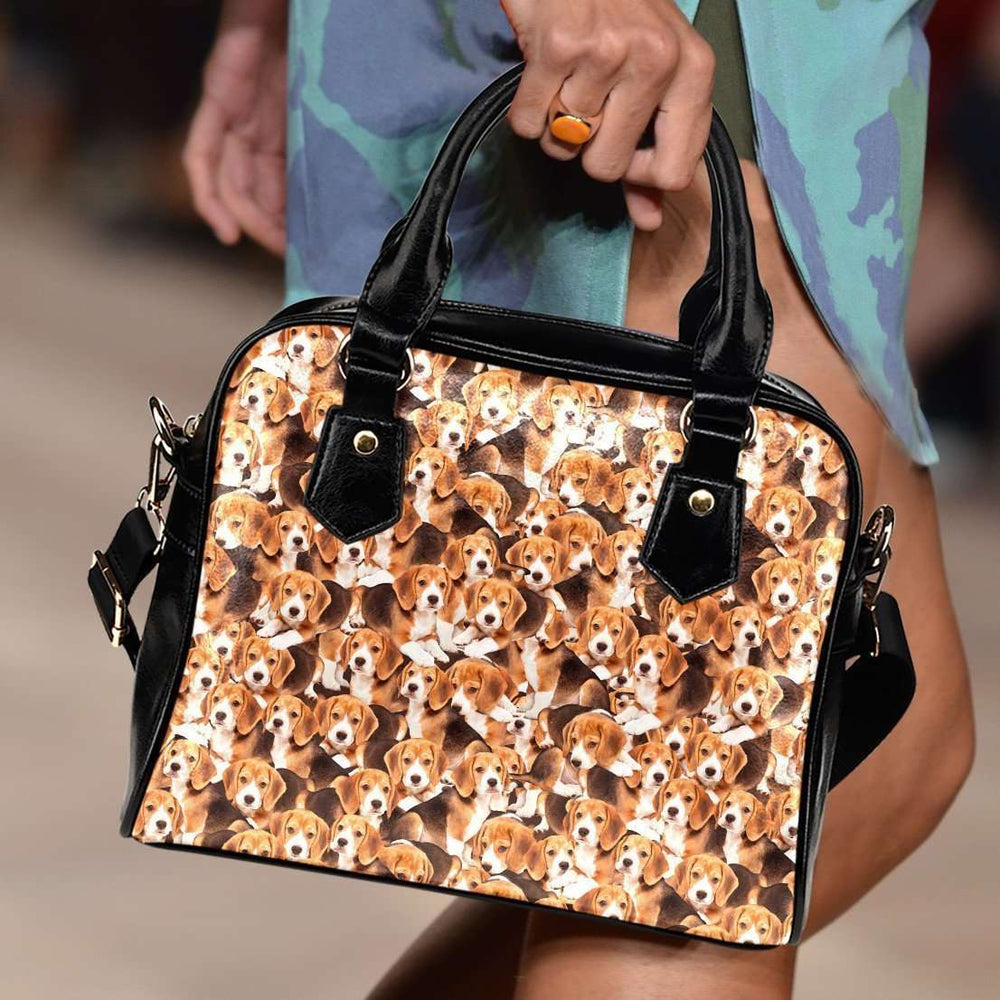 Designs by MyUtopia Shout Out:Beagles Faux Leather Handbag with Shoulder Strap