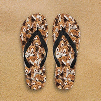 Load image into Gallery viewer, Designs by MyUtopia Shout Out:Beagles Flip Flops,Men&#39;s / Men&#39;s Small (US 7-8 /EU 40-42) / Brown,Flip Flops
