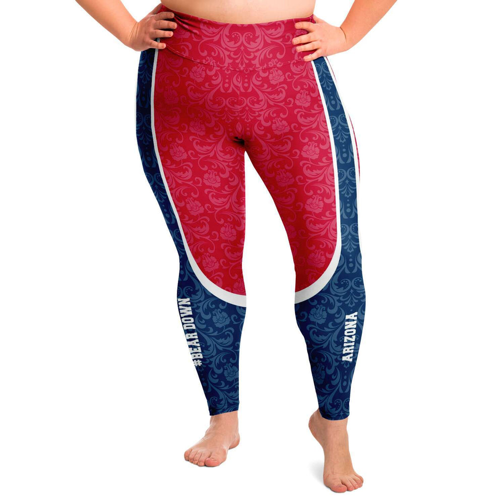 Designs by MyUtopia Shout Out:Bear Down Arizona Fan Ladies Plus Size Fashion Leggings,2XL (18W/20W) / Red,Plus Size Legging - AOP