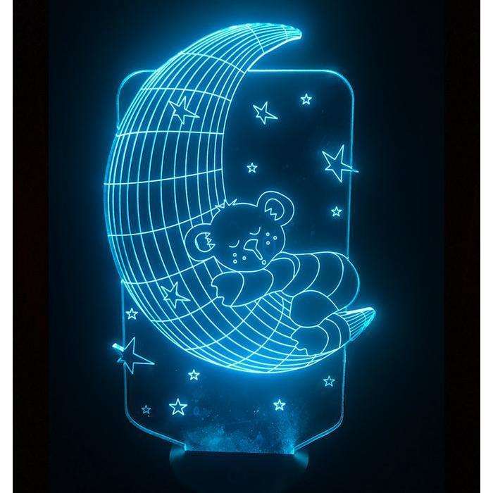 Designs by MyUtopia Shout Out:Bear Sleeping on the Moon USB Powered LED Night-light Lamp Glows in Multiple Colors