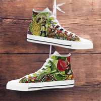 Load image into Gallery viewer, Designs by MyUtopia Shout Out:Beauty and the Beast Canvas High Top Shoes,Ladies White Sole / Womens US 5.5 (EU36),High Top Sneakers
