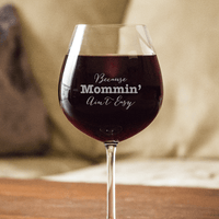 Load image into Gallery viewer, Designs by MyUtopia Shout Out:Because Mommin&#39; Ain&#39;t Easy Personalized Engraved 20 oz Wine Glass
