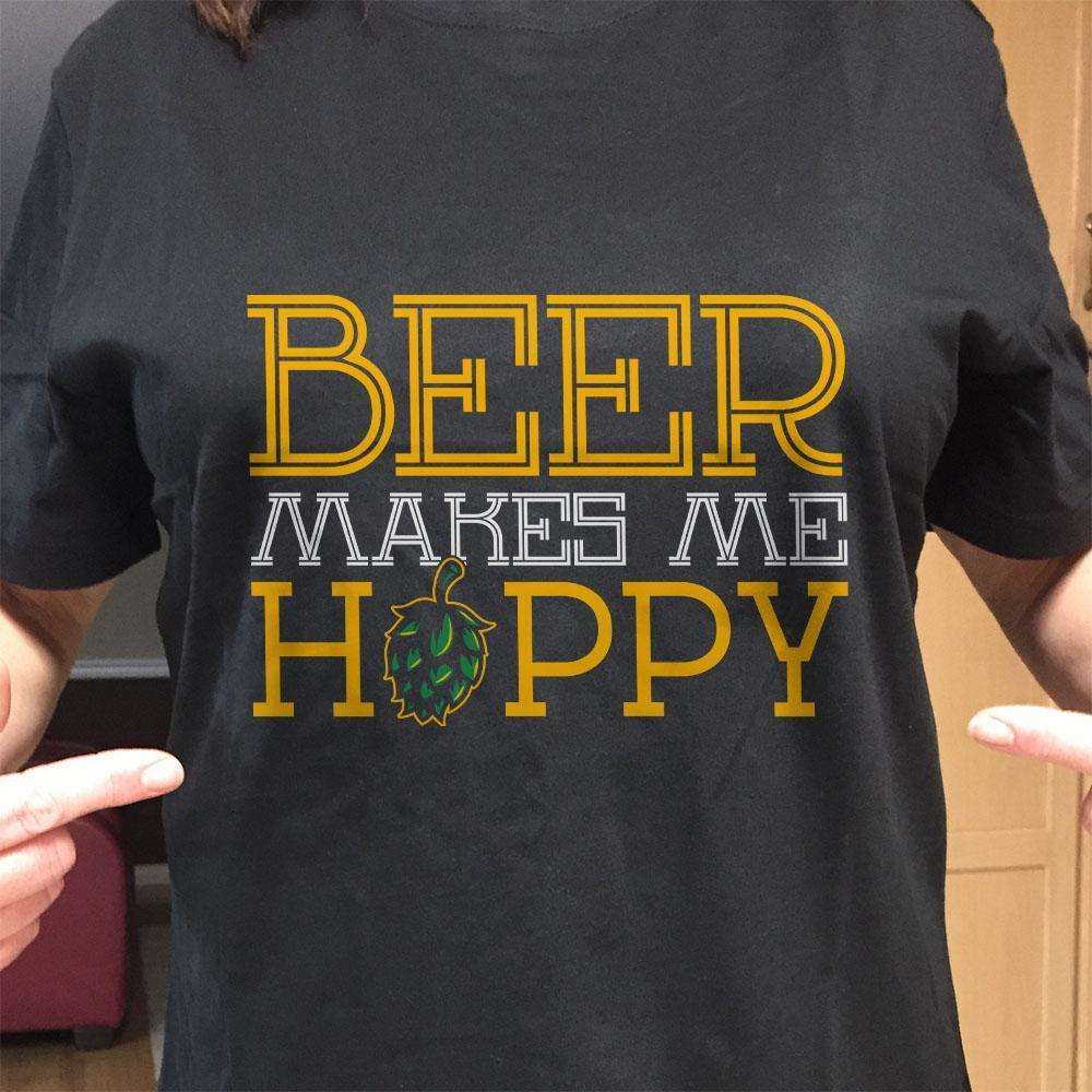 Designs by MyUtopia Shout Out:Beer Makes Me Hoppy Drinking Humor Unisex T-Shirt