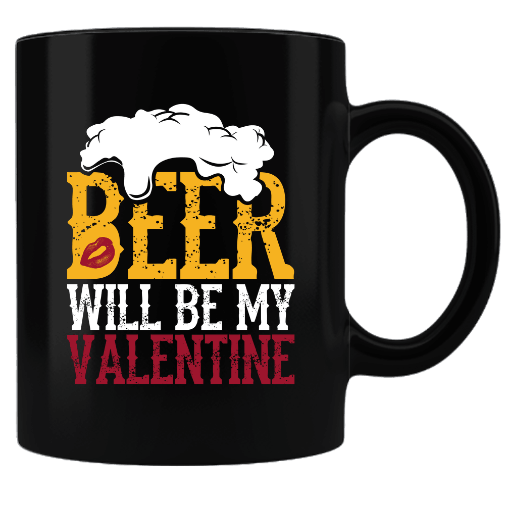 Designs by MyUtopia Shout Out:Beer Will Be My Valentine - Valentines Day Gift Humor Ceramic Black Coffee Mug,Default Title,Ceramic Coffee Mug