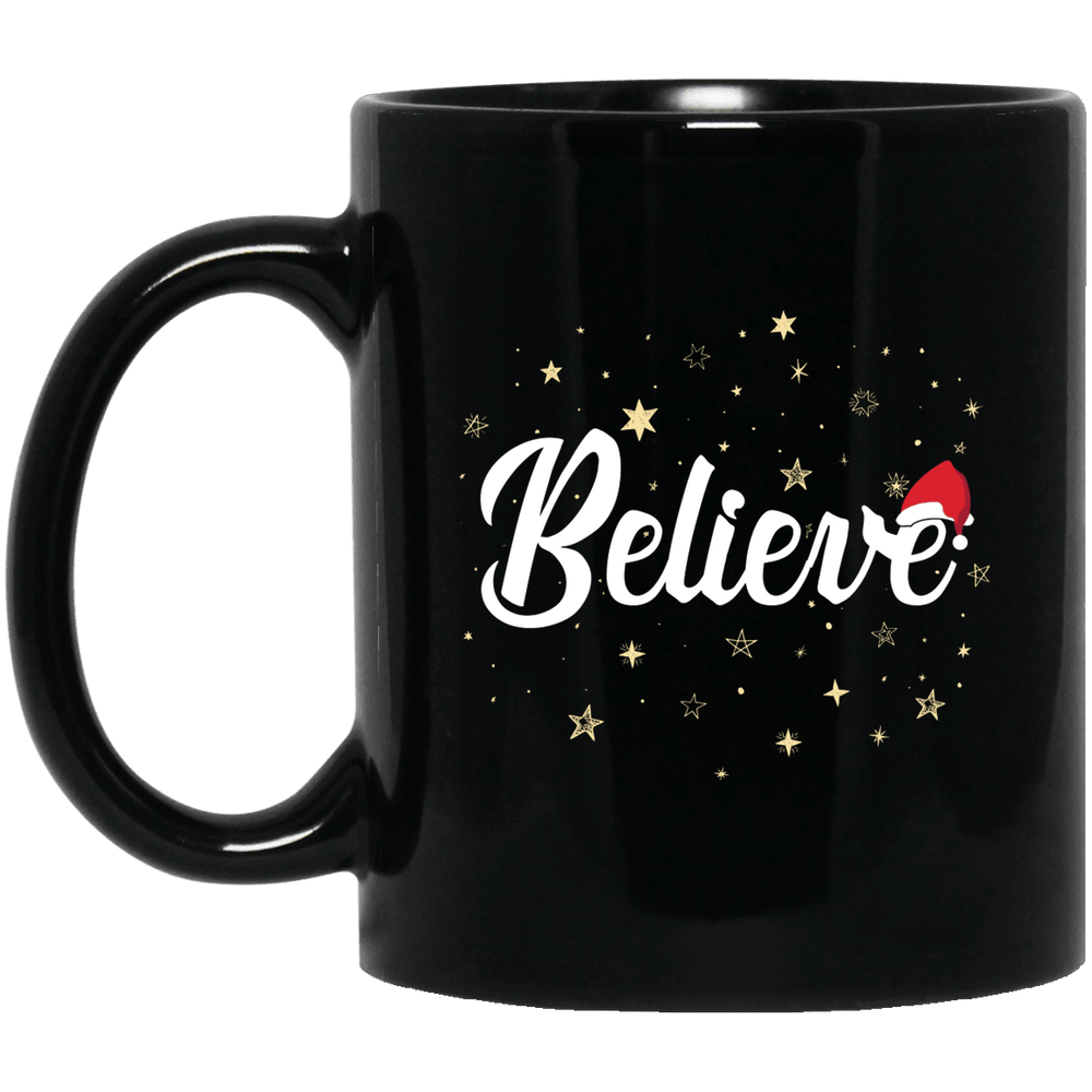 Designs by MyUtopia Shout Out:Believe - Ceramic Coffee Mug - Black,11 oz / Black,Ceramic Coffee Mug