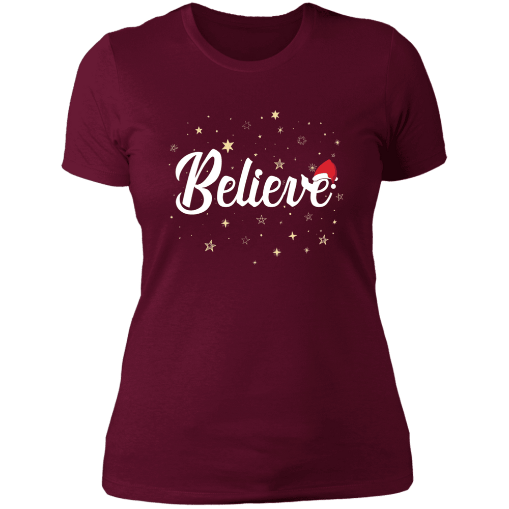 Designs by MyUtopia Shout Out:Believe - Ultra Cotton Ladies' T-Shirt,Maroon / X-Small,Ladies T-Shirts