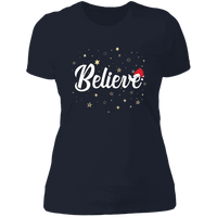 Load image into Gallery viewer, Designs by MyUtopia Shout Out:Believe - Ultra Cotton Ladies&#39; T-Shirt,Midnight Navy / X-Small,Ladies T-Shirts
