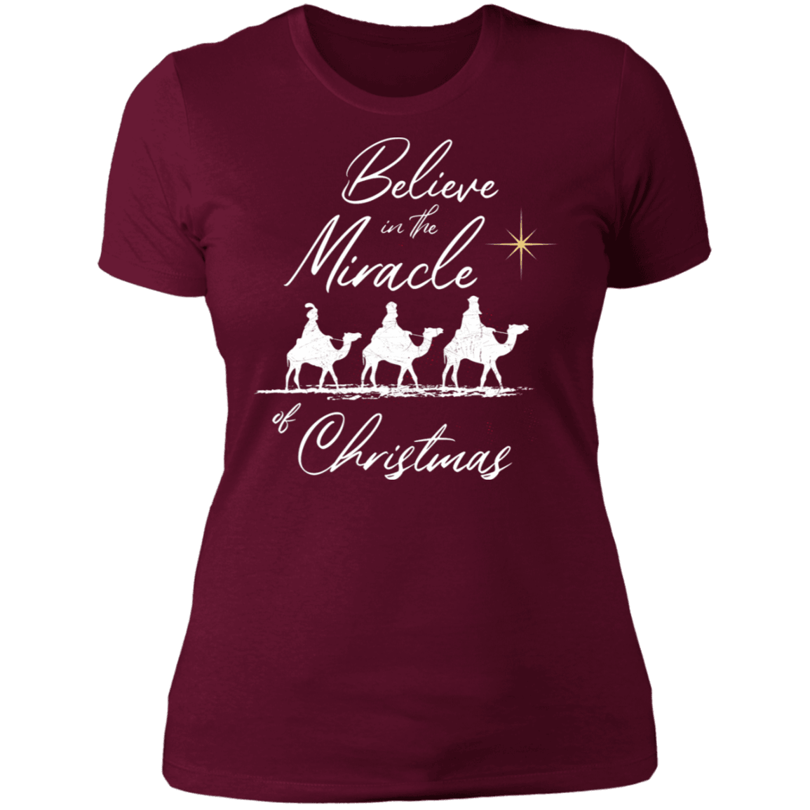 Designs by MyUtopia Shout Out:Believe in the Miracle - Ultra Cotton Ladies' T-Shirt,Maroon / X-Small,Ladies T-Shirts
