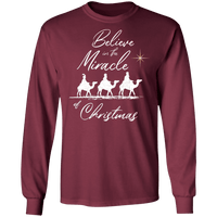 Load image into Gallery viewer, Designs by MyUtopia Shout Out:Believe in the Miracle - Ultra Cotton Long Sleeve T-Shirt,Maroon / S,Long Sleeve T-Shirts
