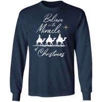 Load image into Gallery viewer, Designs by MyUtopia Shout Out:Believe in the Miracle - Ultra Cotton Long Sleeve T-Shirt,Navy / S,Long Sleeve T-Shirts
