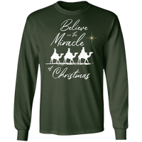Load image into Gallery viewer, Designs by MyUtopia Shout Out:Believe in the Miracle - Ultra Cotton Long Sleeve T-Shirt,Forest Green / S,Long Sleeve T-Shirts

