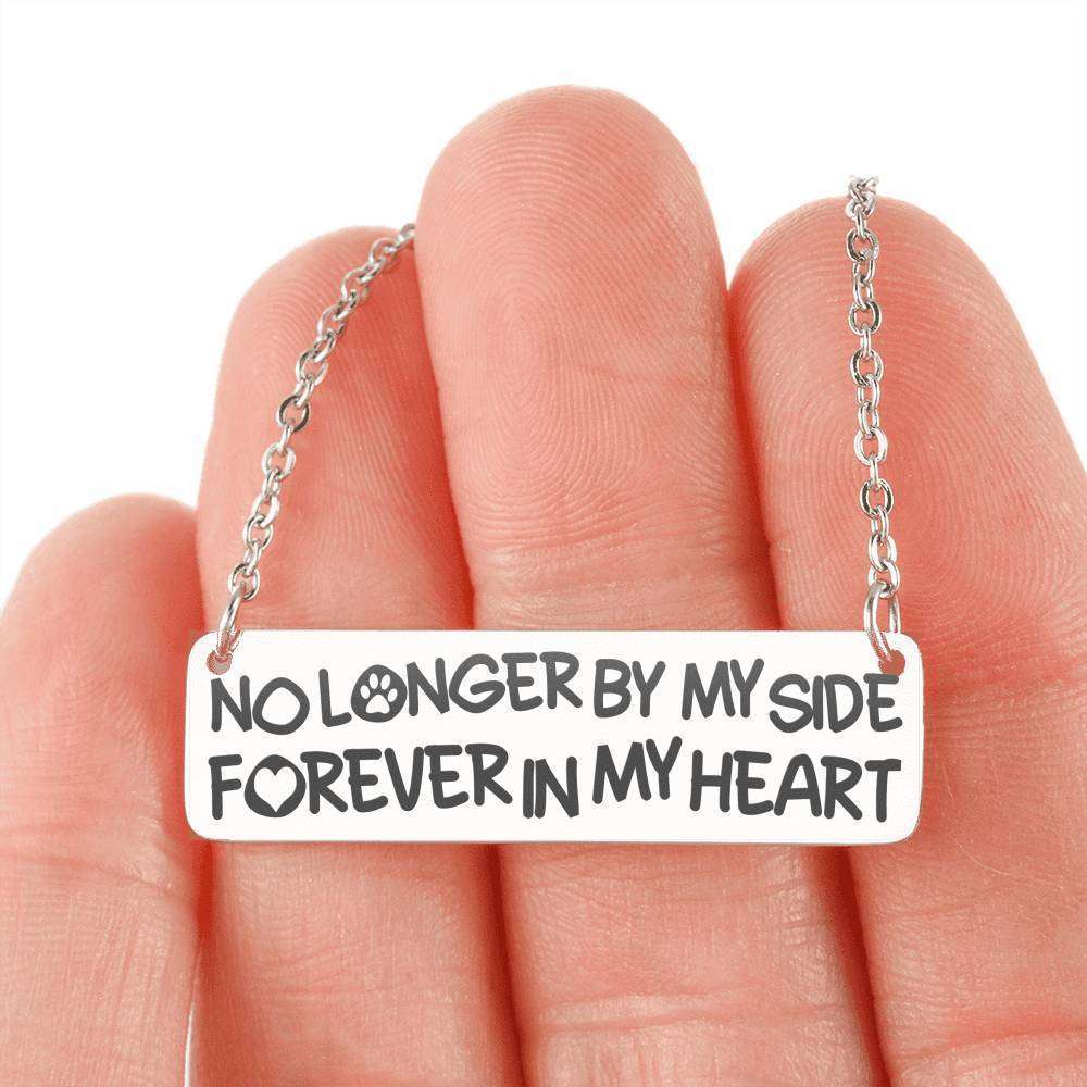 Designs by MyUtopia Shout Out:Best Friend Tribute "No Longer by my Side, Forever in my Heart" Engraved Personalized Bar Necklace,Stainless Steel Horizontal Bar Necklace / No,Jewelry