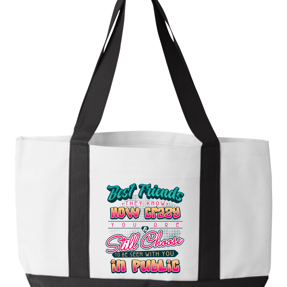 Designs by MyUtopia Shout Out:Best Friends They Know How Crazy You Are Canvas Totebag Gym / Beach / Pool Gear Bag,Default Title,Gym Totebag
