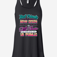 Load image into Gallery viewer, Designs by MyUtopia Shout Out:Best Friends They Know How Crazy You Are Ladies Flowy Racer-back Tank Top,Black / X-Small,Tank Tops
