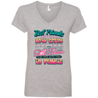 Load image into Gallery viewer, Designs by MyUtopia Shout Out:Best Friends They Know How Crazy You Are Ladies&#39; V-Neck T-Shirt,Heather Grey / S,Ladies T-Shirts
