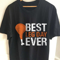 Load image into Gallery viewer, Designs by MyUtopia Shout Out:Best Leg Day Ever Thanksgiving Humor Adult Unisex Cotton Short Sleeve T-Shirt,S / Black,Adult Unisex T-Shirt
