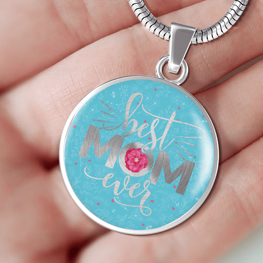 Designs by MyUtopia Shout Out:Best Mom Ever Liquid Glass Engravable Personalized Keepsake Necklace,Silver / No,Necklace