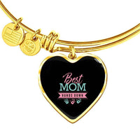 Load image into Gallery viewer, Designs by MyUtopia Shout Out:Best Mom Hands Down Engravable Keepsake Bangle Heart Bracelet - Black,Gold / No,Bracelets
