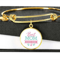 Load image into Gallery viewer, Designs by MyUtopia Shout Out:Best Mom Hands Down Engravable Keepsake Bangle Round Bracelet - White,Gold / No,Bracelets
