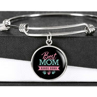 Load image into Gallery viewer, Designs by MyUtopia Shout Out:Best Mom Hands Down Engravable Keepsake Bangle Round Bracelet,Silver / No,Bracelets
