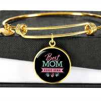 Load image into Gallery viewer, Designs by MyUtopia Shout Out:Best Mom Hands Down Engravable Keepsake Bangle Round Bracelet,Gold / No,Bracelets
