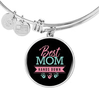Load image into Gallery viewer, Designs by MyUtopia Shout Out:Best Mom Hands Down Engravable Keepsake Bangle Round Bracelet
