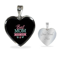 Load image into Gallery viewer, Designs by MyUtopia Shout Out:Best Mom Hands Down Engravable Keepsake Heart Necklace - Black,Silver / Yes,Necklace
