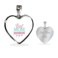 Load image into Gallery viewer, Designs by MyUtopia Shout Out:Best Mom Hands Down Engravable Keepsake Heart Necklace - White,Silver / Yes,Necklace
