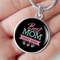 Load image into Gallery viewer, Designs by MyUtopia Shout Out:Best Mom Hands Down Engravable Keepsake Round Pendant Necklace
