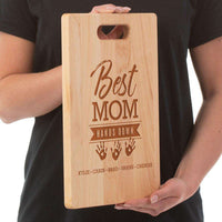 Load image into Gallery viewer, Designs by MyUtopia Shout Out:Best Mom Hands Down Mommy Personalized Maple Laser Engraved Cutting Board

