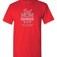 Load image into Gallery viewer, Designs by MyUtopia Shout Out:Best Mom Hands Down Personalized Adult Unisex T-Shirt,True Red / S,Adult Unisex T-Shirt
