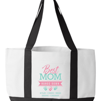 Load image into Gallery viewer, Designs by MyUtopia Shout Out:Best Mom Hands Down Personalized Canvas Totebag Gym / Beach / Pool Gear Bag
