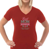 Load image into Gallery viewer, Designs by MyUtopia Shout Out:Best Mom Hands Down Personalized Ladies V Neck Tee
