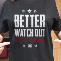 Load image into Gallery viewer, Designs by MyUtopia Shout Out:Better Watch Out Better Not Cry Adult Unisex T-Shirt
