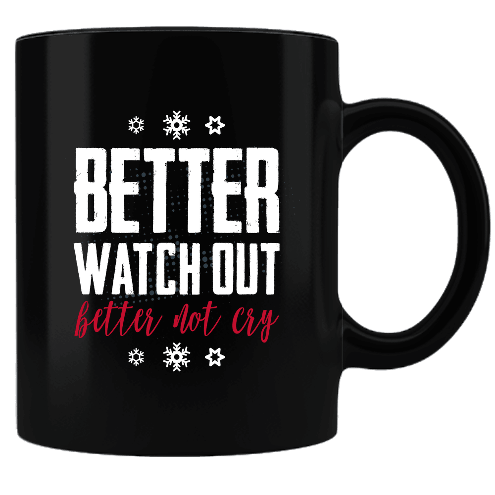 Designs by MyUtopia Shout Out:Better Watch Out Better Not Cry Ceramic Black Coffee Mug,Default Title,Ceramic Coffee Mug
