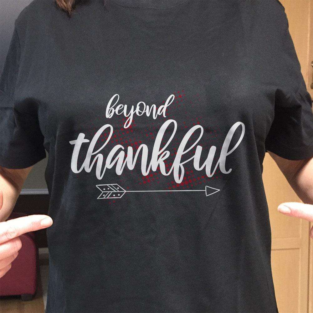 Designs by MyUtopia Shout Out:Beyond Thankful Adult Unisex Cotton Short Sleeve T-Shirt