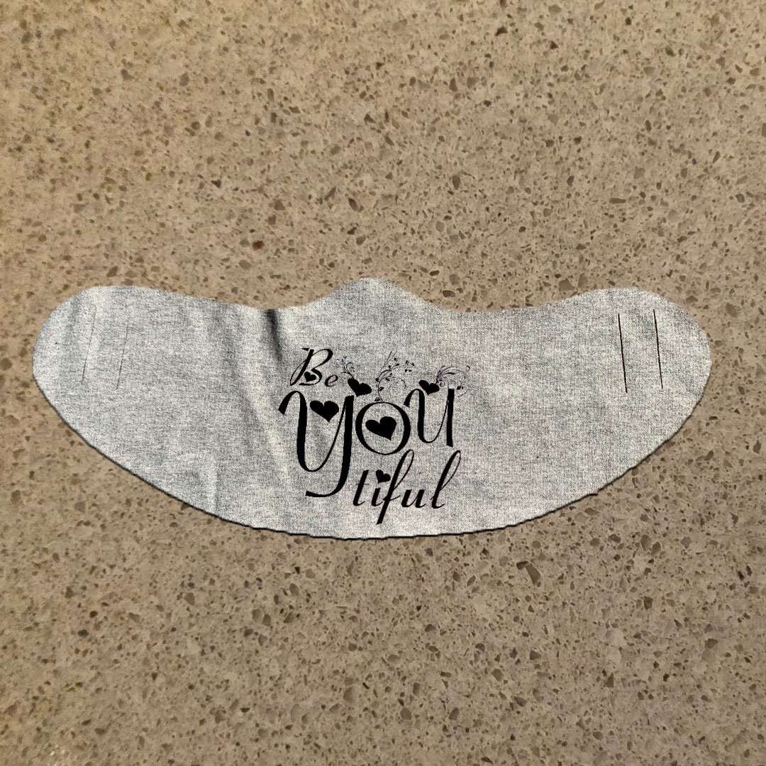 Designs by MyUtopia Shout Out:BeYoutiful Fabric Face Covering / Face Mask,Athletic Heather,Fabric Face Mask