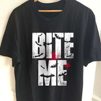 Load image into Gallery viewer, Designs by MyUtopia Shout Out:Bite Me Adult Unisex Black T-Shirt,S / Black,Adult Unisex T-Shirt
