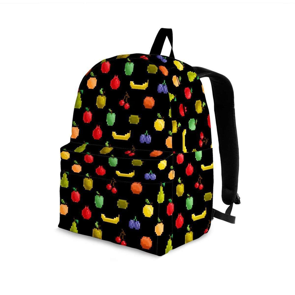 Designs by MyUtopia Shout Out:Bitmap Fruit Backpack,Large (18 x 14 x 8 inches) / Adult (Ages 13+) / Black/Multicolor,Backpacks