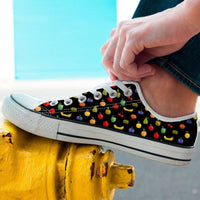 Load image into Gallery viewer, Designs by MyUtopia Shout Out:Bitmap Fruit Women Low Cuts,Men&#39;s / Men&#39;s US8 (EU40) / Black/Multi,Lowtop Shoes

