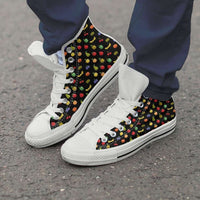 Load image into Gallery viewer, Designs by MyUtopia Shout Out:Bitmap Fruit Womens Canvas High Top Shoes,Men&#39;s / Men&#39;s US 8 (EU40) / Black/Multi,High Top Sneakers
