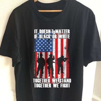 Load image into Gallery viewer, Designs by MyUtopia Shout Out:Black or White Together We Stand &amp; Fight US Flag Adult Unisex T-Shirt,S / Black,Adult Unisex T-Shirt
