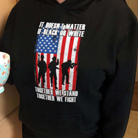 Load image into Gallery viewer, Designs by MyUtopia Shout Out:Black or White Together We Stand &amp; Fight US Flag Core Fleece Pullover Hoodie
