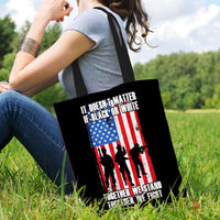 Load image into Gallery viewer, Designs by MyUtopia Shout Out:Black or White Together We Stand &amp; Fight US Flag Fabric Totebag Reusable Shopping Tote
