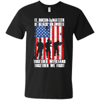 Load image into Gallery viewer, Designs by MyUtopia Shout Out:Black or White Together We Stand &amp; Fight US Flag Men&#39;s Printed V-Neck T-Shirt,S / Black,Adult Unisex T-Shirt
