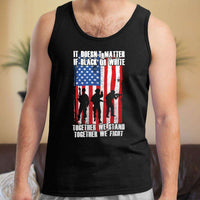 Load image into Gallery viewer, Designs by MyUtopia Shout Out:Black or White Together We Stand &amp; Fight US Flag Unisex Tank
