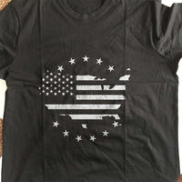 Load image into Gallery viewer, Designs by MyUtopia Shout Out:Black &amp; White US Flag US Map Adult Unisex T-Shirt
