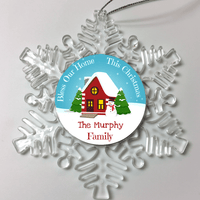 Load image into Gallery viewer, Designs by MyUtopia Shout Out:Bless Our Home Personalized Christmas Keepsake Ornament,Snow Flake,Personalized Christmas Ornament
