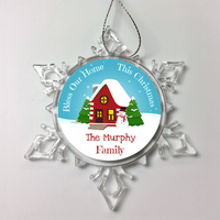 Load image into Gallery viewer, Designs by MyUtopia Shout Out:Bless Our Home Personalized Christmas Keepsake Ornament,Snow Crystal,Personalized Christmas Ornament
