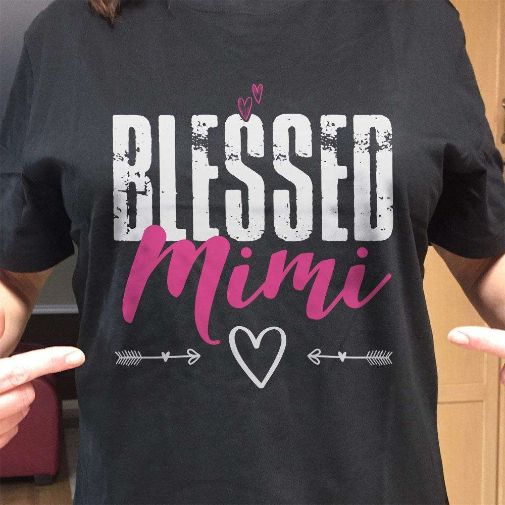Designs by MyUtopia Shout Out:Blessed Mimi Adult Unisex Black T-Shirt